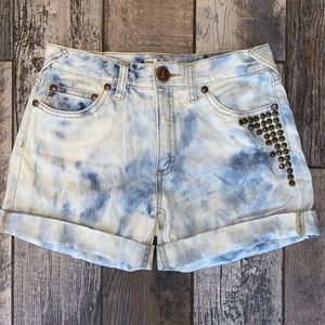 Free People Acid Wash Tie Dye Studded Shorts